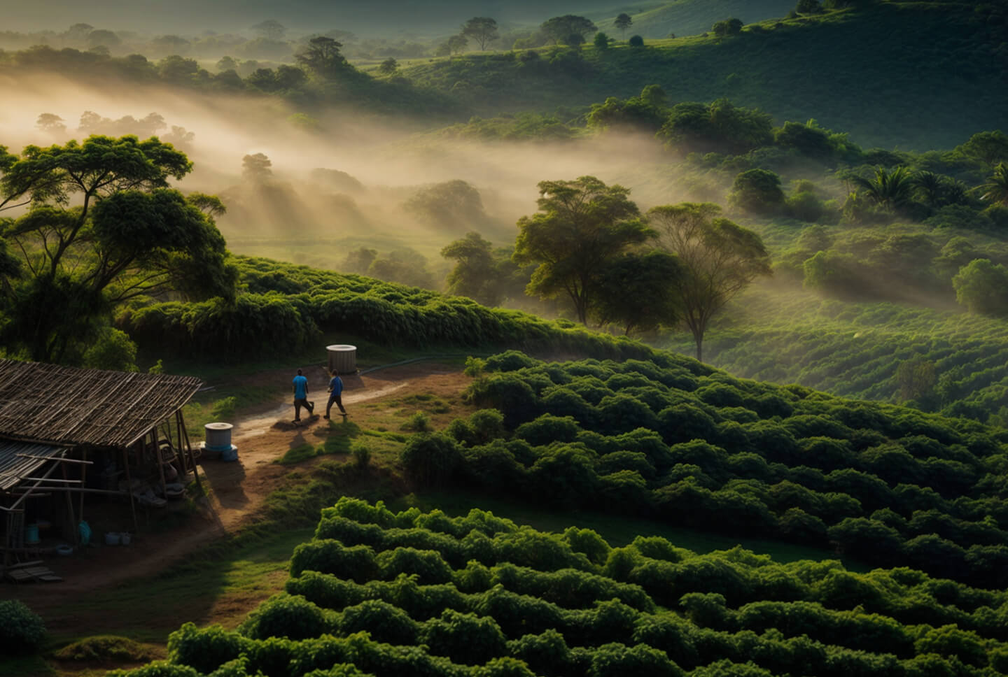 Coffee Plantation Fields Aromatic Beans Slopes